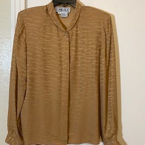 Carlisle 100% Silk Animal Print Button Down Shirt, 12